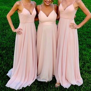 Lulus blush bridesmaid dress